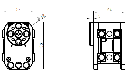 Side view of the Dynamixel XL-320 servo motor